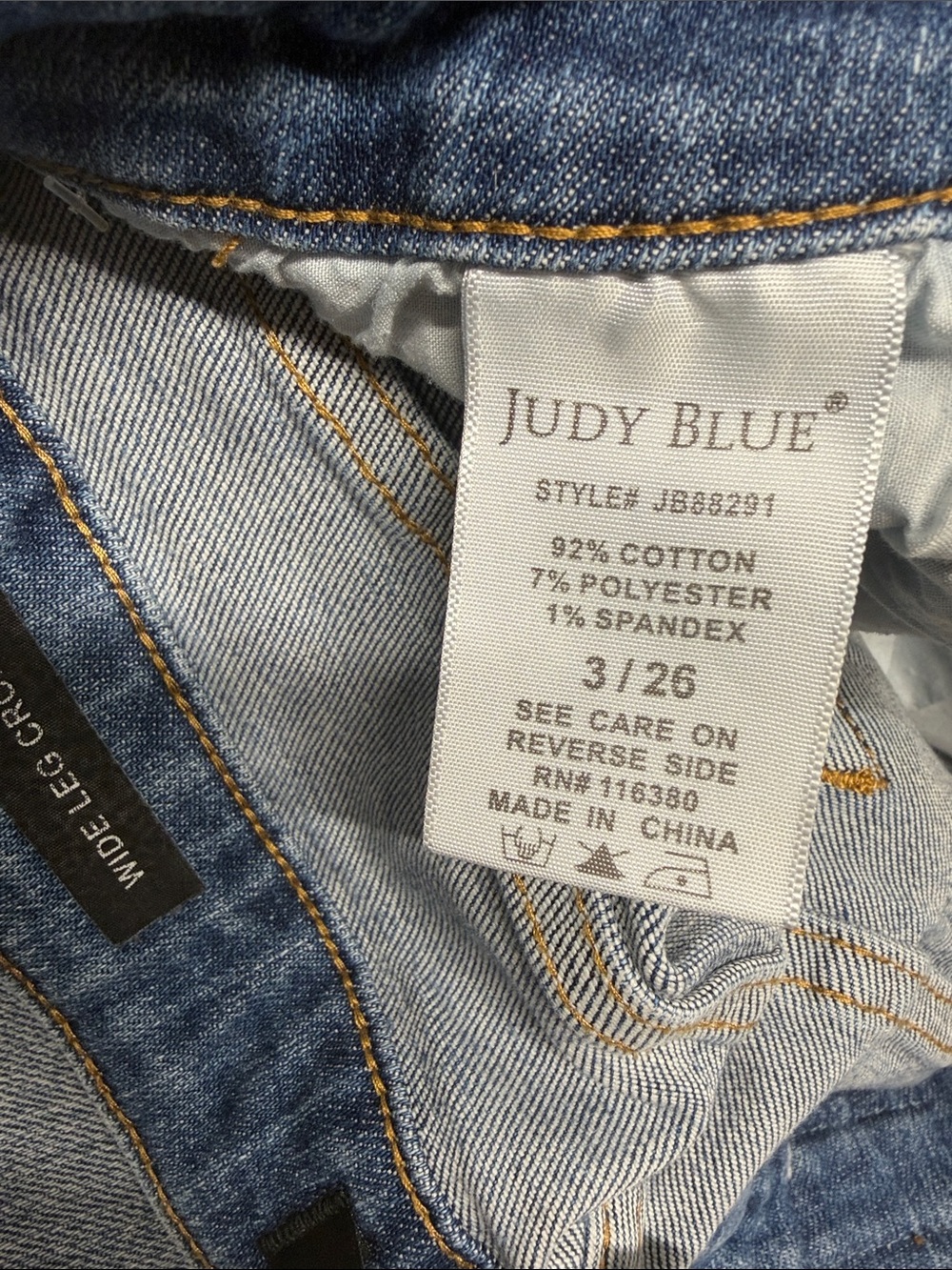 Judy Blue Jeans Wide Leg Cropped Cotton Denim Pant Raw Hem Mid Rise Blue Size 26 - Picture 9 of 11